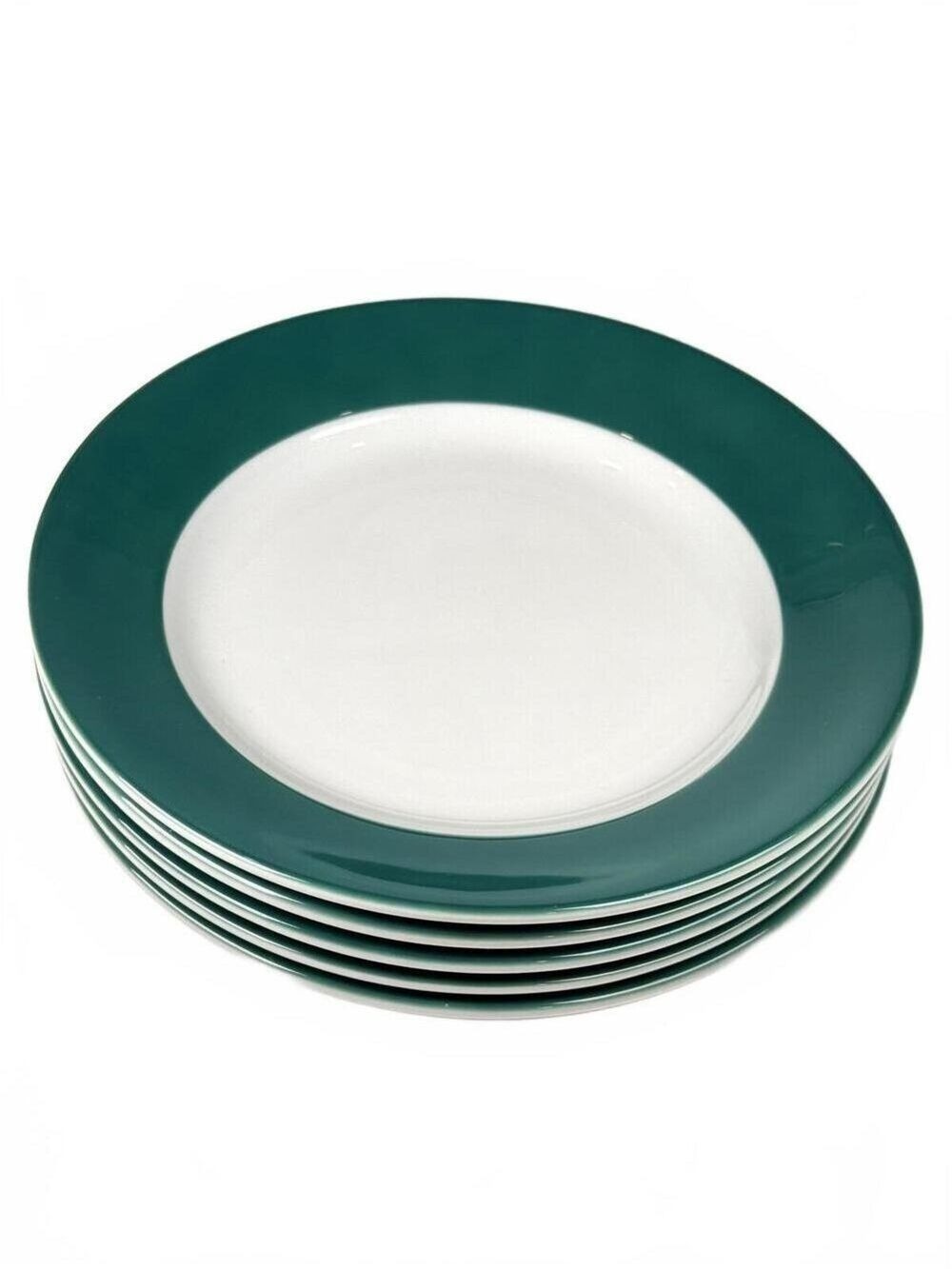 Set of 5 Vintage Kahla Germany Teal Green Rim Porcelain Plates 8 in Minimalist - Picture 6 of 6